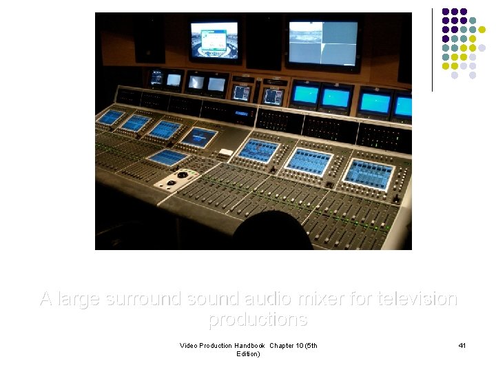 A large surround sound audio mixer for television productions Video Production Handbook Chapter 10