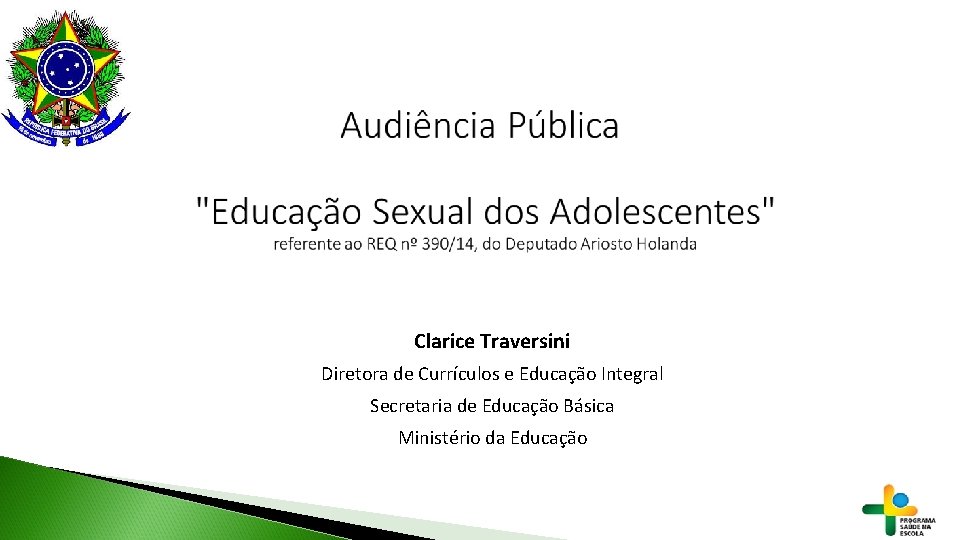 Clarice Traversini Diretora de Currículos e Educação Integral Secretaria de Educação Básica Ministério da