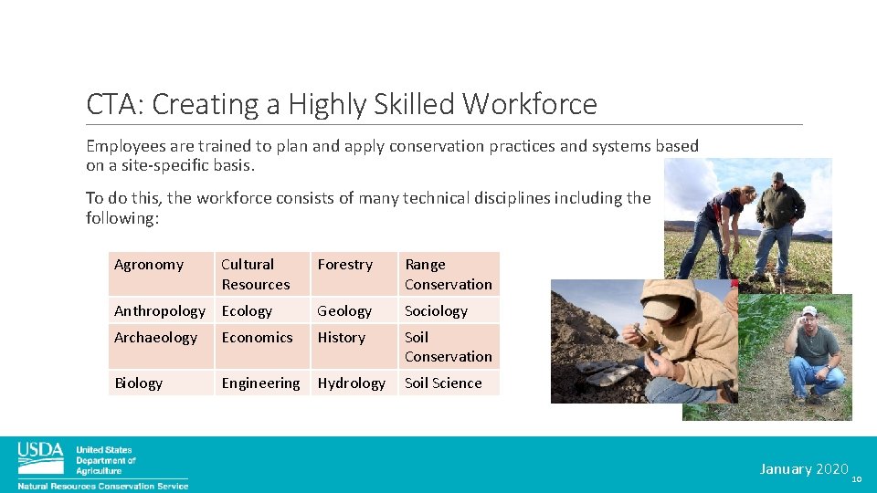 CTA: Creating a Highly Skilled Workforce Employees are trained to plan and apply conservation