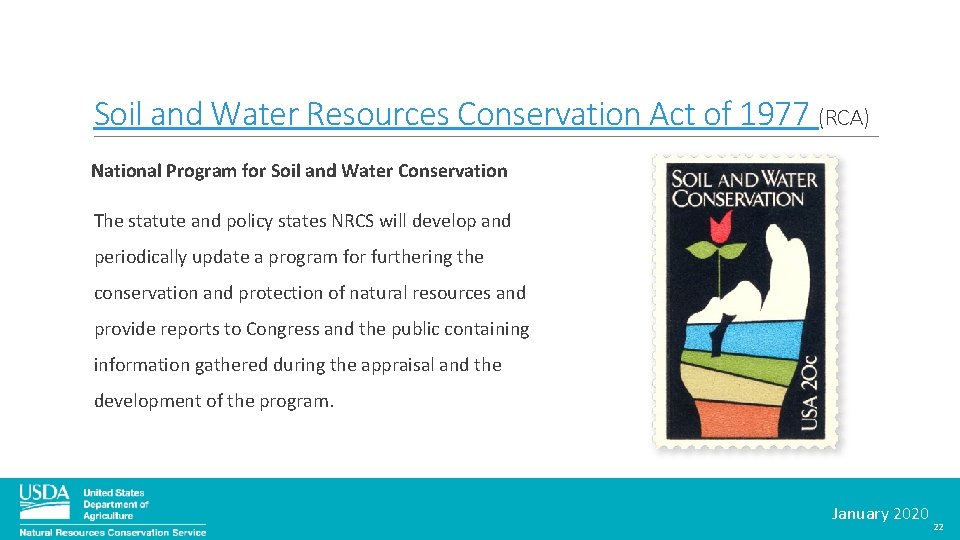 Soil and Water Resources Conservation Act of 1977 (RCA) National Program for Soil and