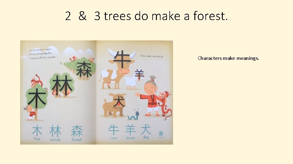 2 & 3 trees do make a forest. Characters make meanings. 