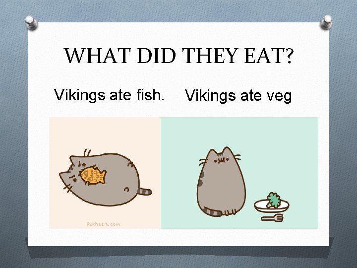 WHAT DID THEY EAT? Vikings ate fish. Vikings ate veg 