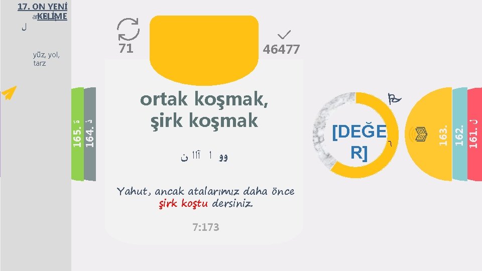 17. ON YENİ amel, iş KELİME ﻝ 71 46477 ﻭﻭ ﺍ آﺍﺍ ﻥ Yahut,