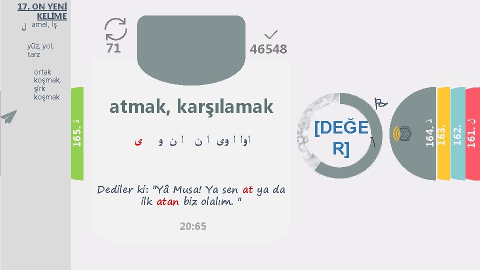 17. ON YENİ KELİME amel, iş 170. ﻧ 169. ﺍﻥ 168. ﺍﻳﻢ 167. 166.