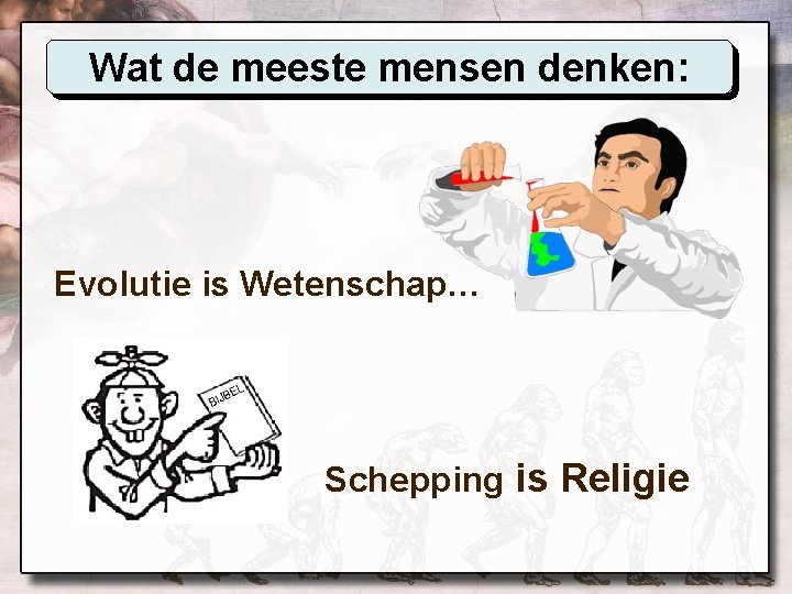 Wat de meeste mensen denken: Evolutie is Wetenschap… Schepping is Religie 