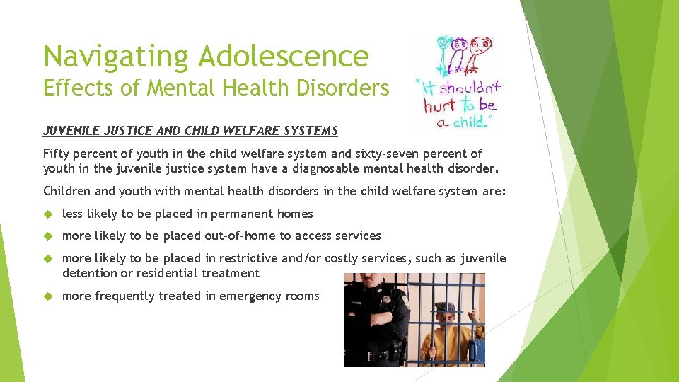 Navigating Adolescence Effects of Mental Health Disorders JUVENILE JUSTICE AND CHILD WELFARE SYSTEMS Fifty