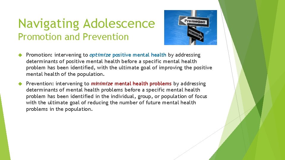 Navigating Adolescence Promotion and Prevention Promotion: intervening to optimize positive mental health by addressing
