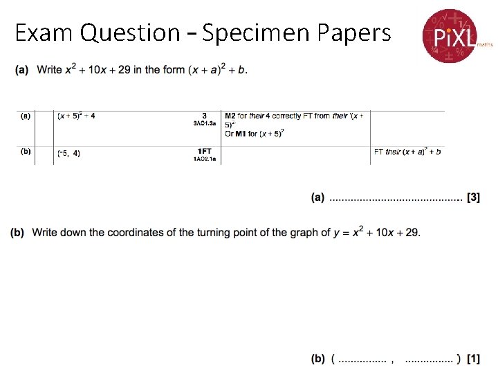 Exam Question – Specimen Papers 