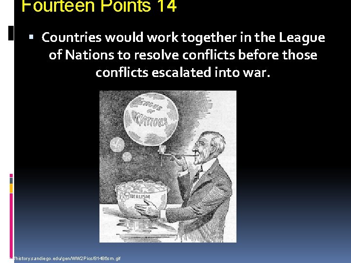 Fourteen Points 14 Countries would work together in the League of Nations to resolve