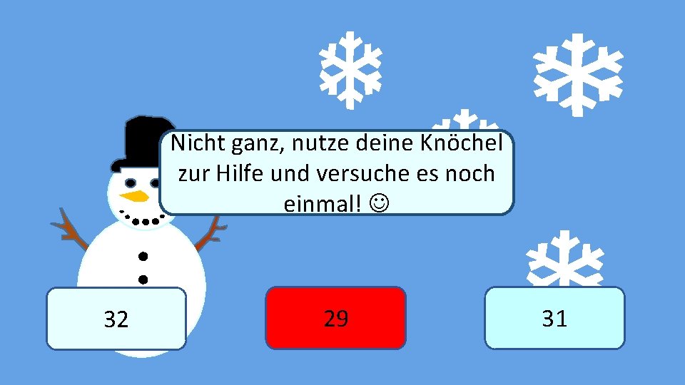 Nicht ganz, nutze deine Knöchel zur Hilfe und versuche es noch Winter einmal! 32