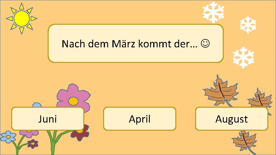 Nach dem März kommt der… Juni April August 