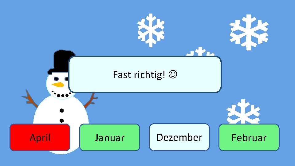 Fast richtig! Winter April Januar Dezember Februar 