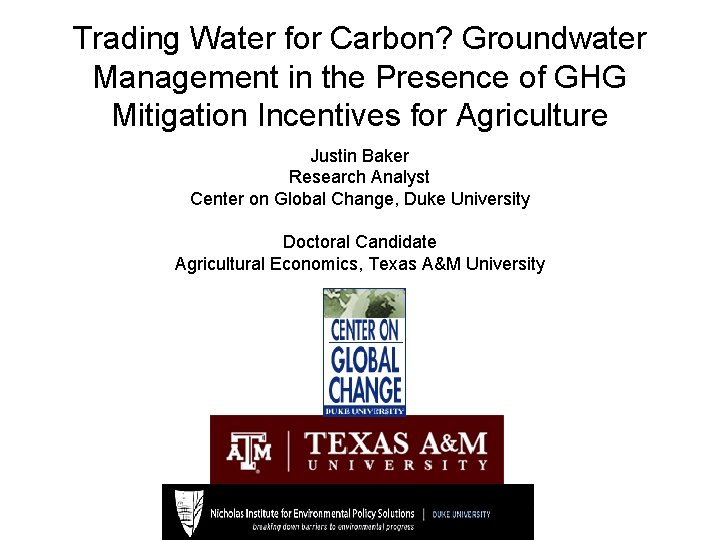 Trading Water for Carbon? Groundwater Management in the Presence of GHG Mitigation Incentives for