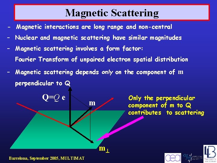 Magnetic Scattering - Magnetic interactions are long range and non-central – Nuclear and magnetic