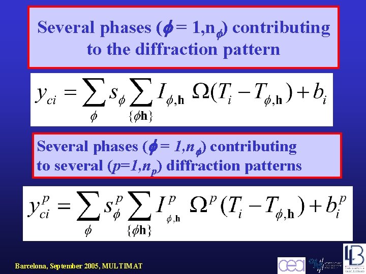 Several phases ( = 1, n ) contributing to the diffraction pattern Several phases