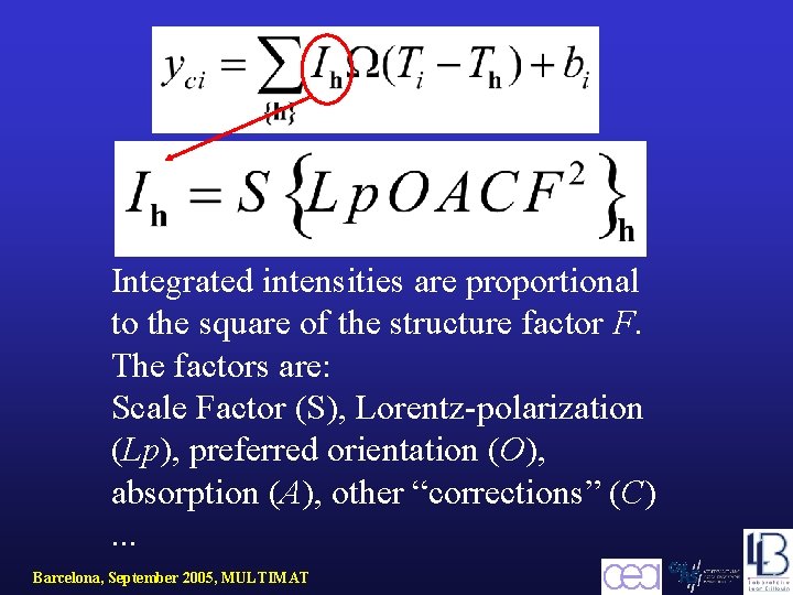 Integrated intensities are proportional to the square of the structure factor F. The factors