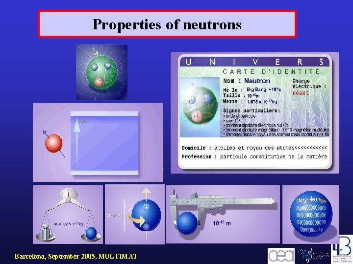 Properties of neutrons Barcelona, September 2005, MULTIMAT 