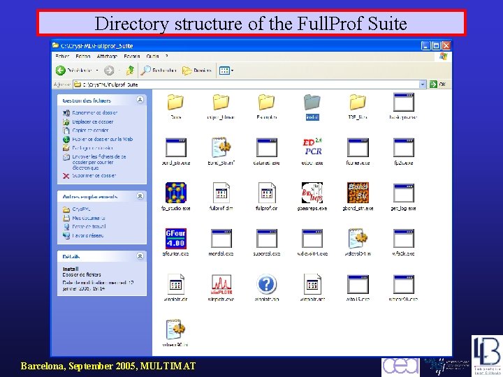 Directory structure of the Full. Prof Suite Barcelona, September 2005, MULTIMAT 