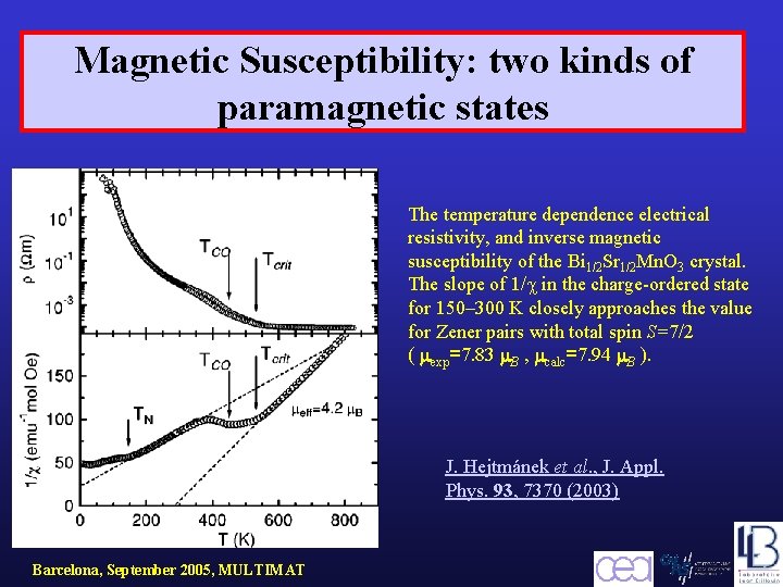 Magnetic Susceptibility: two kinds of paramagnetic states The temperature dependence electrical resistivity, and inverse