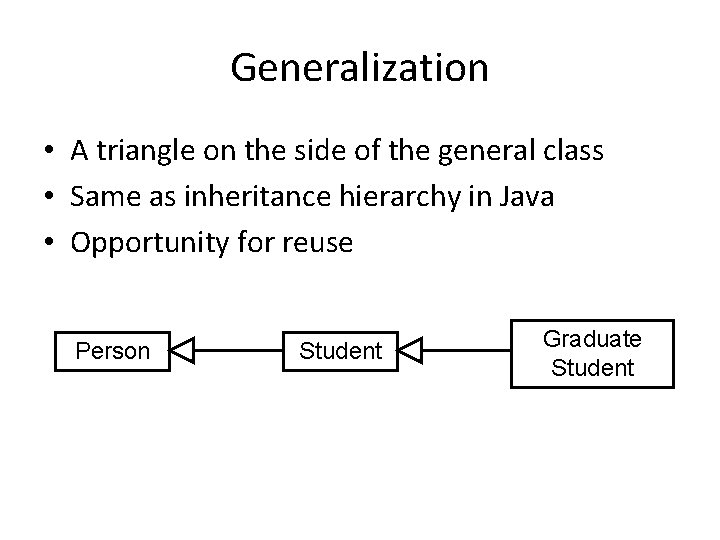 Generalization • A triangle on the side of the general class • Same as