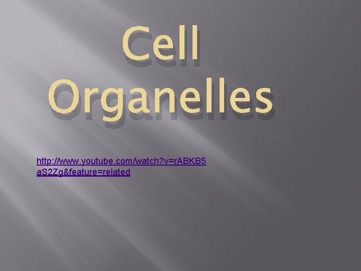 Cell Organelles http: //www. youtube. com/watch? v=r. ABKB 5 a. S 2 Zg&feature=related 