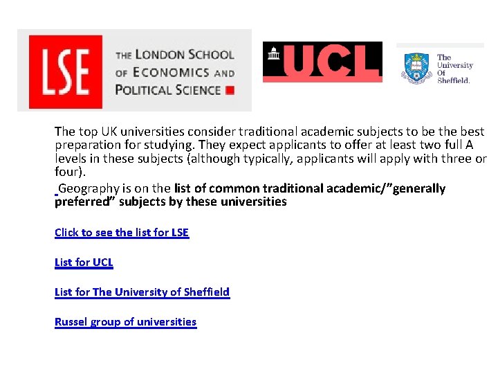 The top UK universities consider traditional academic subjects to be the best preparation for