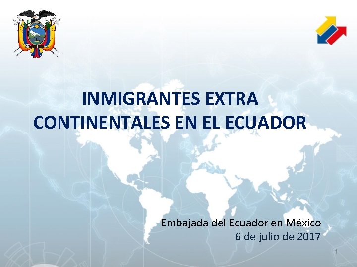 INMIGRANTES EXTRA CONTINENTALES EN EL ECUADOR Embajada del Ecuador en México 6 de julio