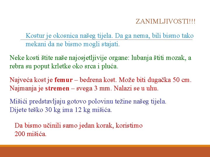 ZANIMLJIVOSTI!!! Kostur je okosnica našeg tijela. Da ga nema, bili bismo tako mekani da
