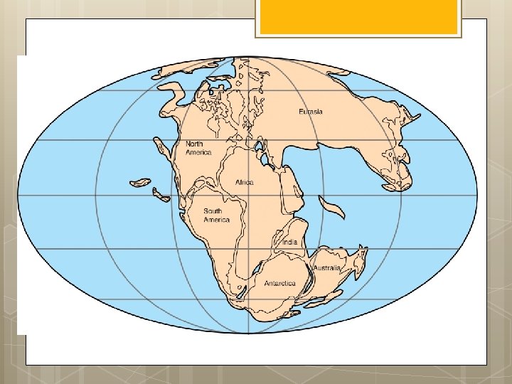 Plate theory “Continental Drift” Pangaea – a gigantic supercontinent that eventually broke apart (drifted)