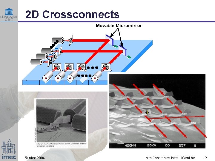 2 D Crossconnects © intec 2004 http: //photonics. intec. UGent. be 12 