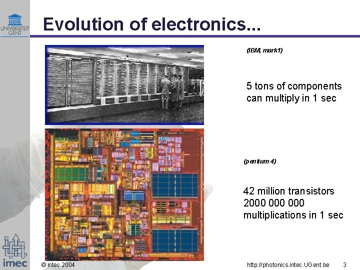 Evolution of electronics. . . (IBM, mark 1) 5 tons of components can multiply