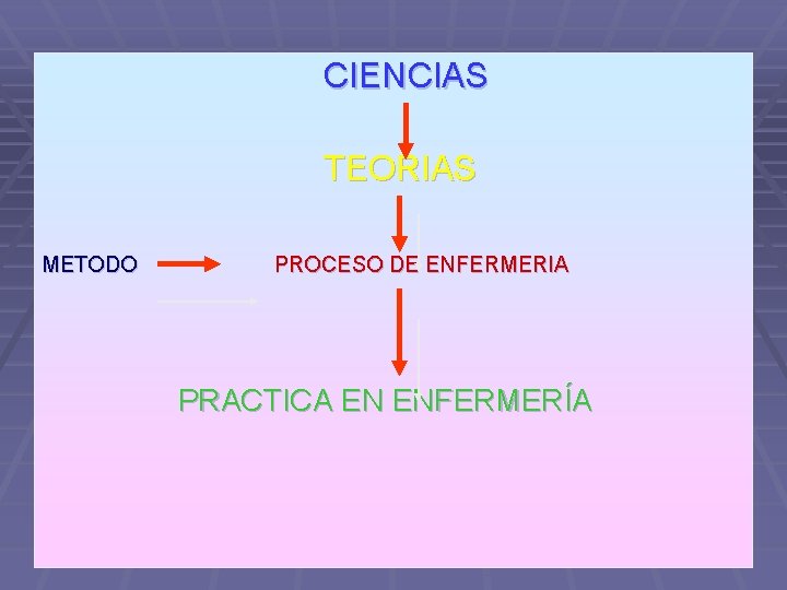 CIENCIAS TEORIAS METODO PROCESO DE ENFERMERIA PRACTICA EN ENFERMERÍA 