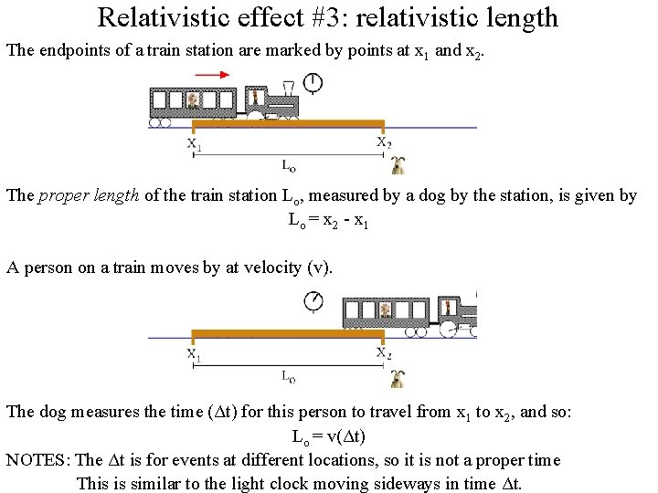 Relativistic effect #3: relativistic length The endpoints of a train station are marked by