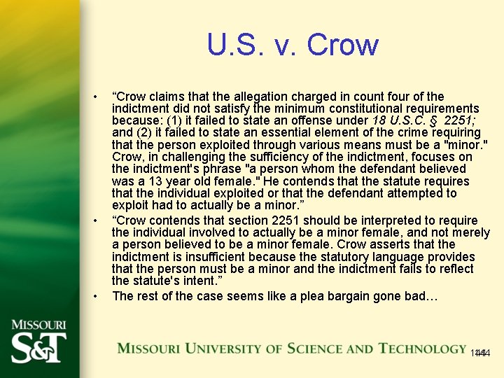 U. S. v. Crow • • • “Crow claims that the allegation charged in