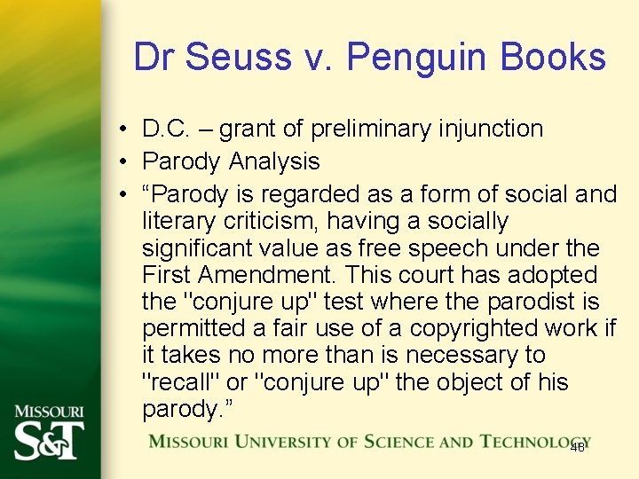 Dr Seuss v. Penguin Books • D. C. – grant of preliminary injunction •