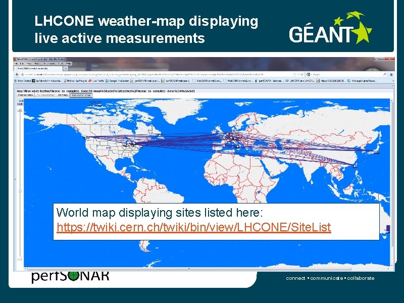 LHCONE weather-map displaying live active measurements World map displaying sites listed here: https: //twiki.