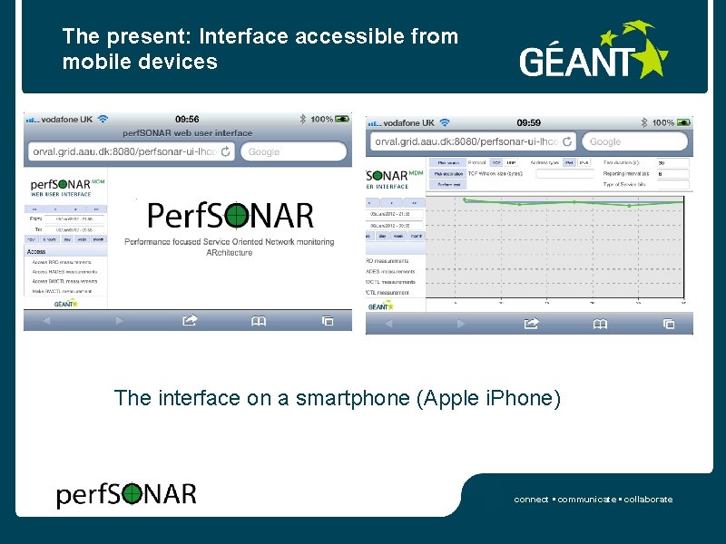 The present: Interface accessible from mobile devices The interface on a smartphone (Apple i.