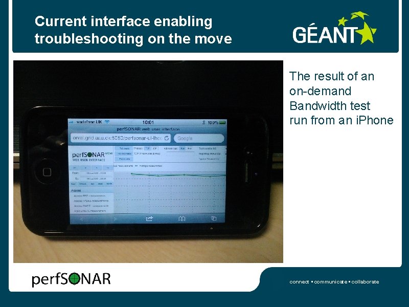 Current interface enabling troubleshooting on the move The result of an on-demand Bandwidth test