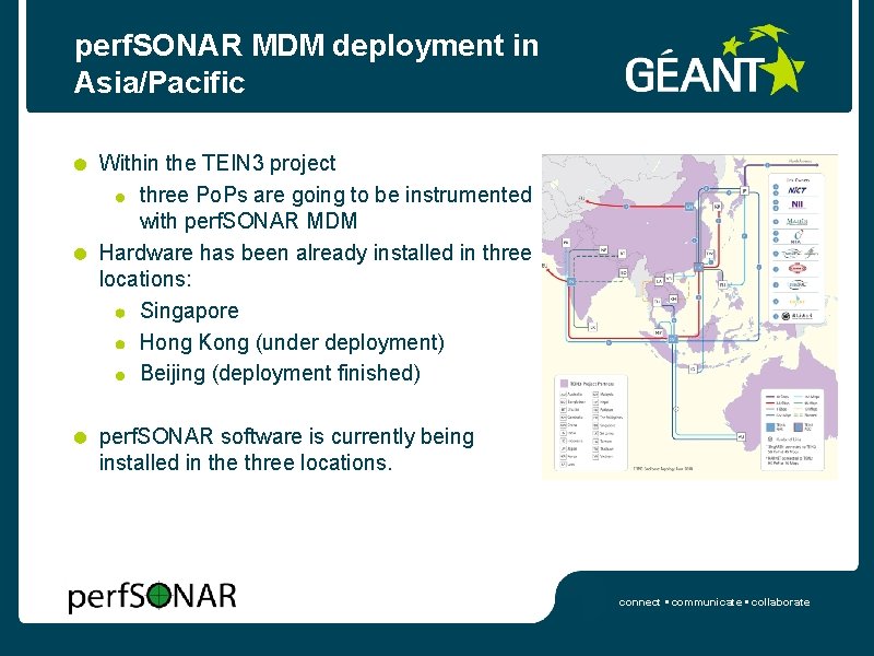 perf. SONAR MDM deployment in Asia/Pacific Within the TEIN 3 project three Po. Ps