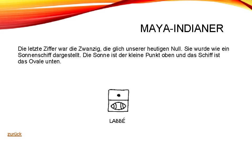 MAYA-INDIANER Die letzte Ziffer war die Zwanzig, die glich unserer heutigen Null. Sie wurde