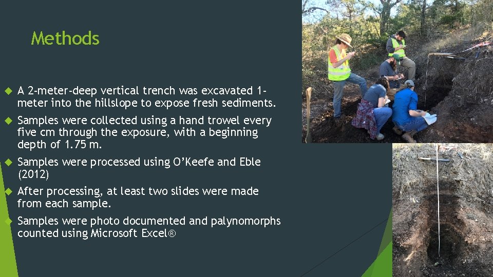 Methods A 2 -meter-deep vertical trench was excavated 1 meter into the hillslope to