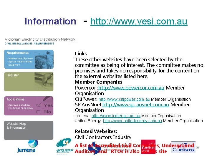 Information - http: //www. vesi. com. au Links These other websites have been selected