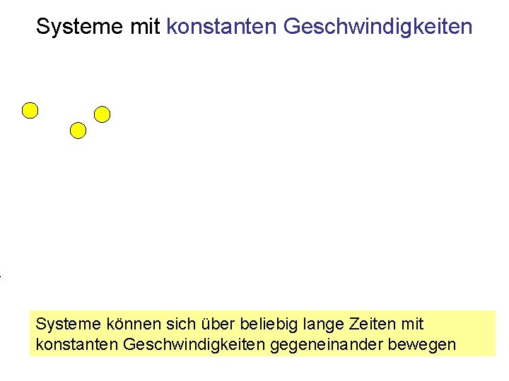 Systeme mit konstanten Geschwindigkeiten Systeme können sich über beliebig lange Zeiten mit konstanten Geschwindigkeiten