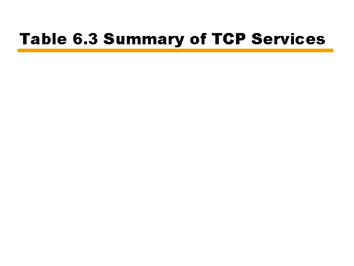 Table 6. 3 Summary of TCP Services 