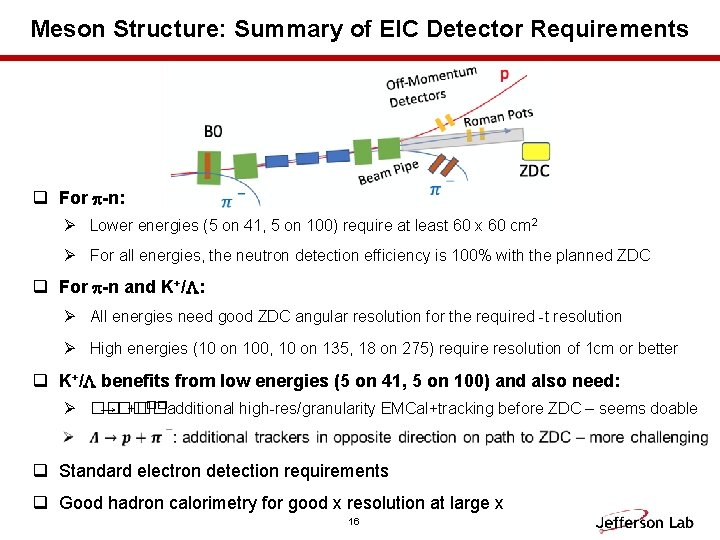 Meson Structure: Summary of EIC Detector Requirements q For p-n: Ø Lower energies (5