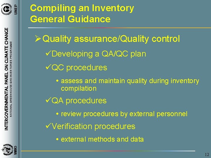 UNEP INTERGOVERNMENTAL PANEL ON CLIMATE CHANGE Compiling an Inventory General Guidance NATIONAL GREENHOUSE GAS