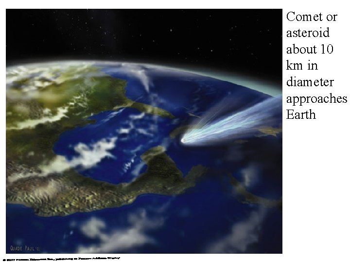 Comet or asteroid about 10 km in diameter approaches Earth 