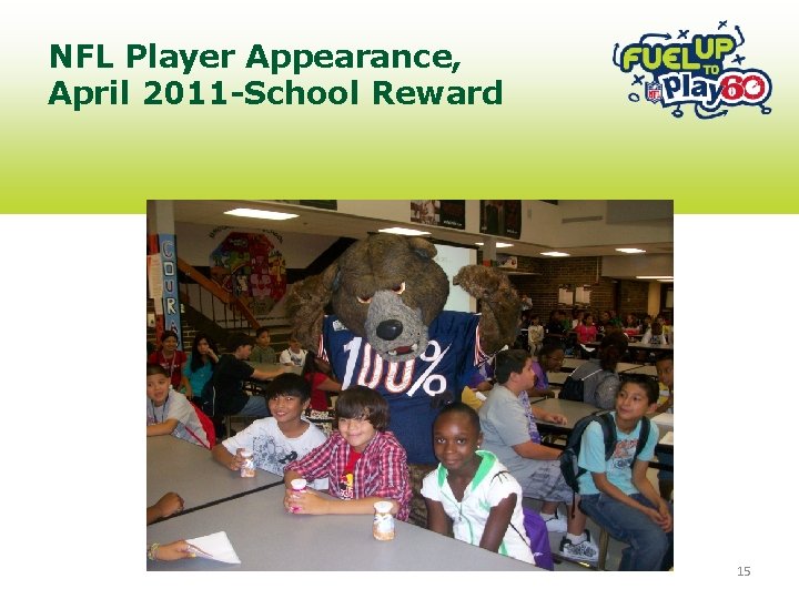NFL Player Appearance, April 2011 -School Reward 15 