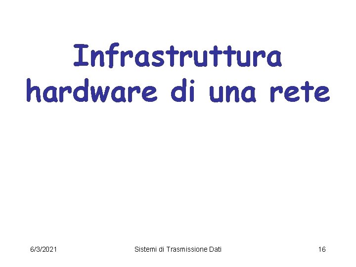 Infrastruttura hardware di una rete 6/3/2021 Sistemi di Trasmissione Dati 16 