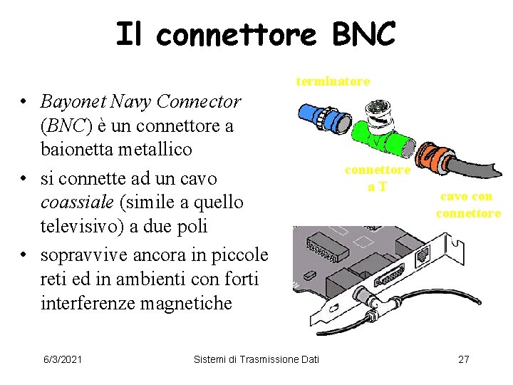 Il connettore BNC terminatore • Bayonet Navy Connector (BNC) è un connettore a baionetta